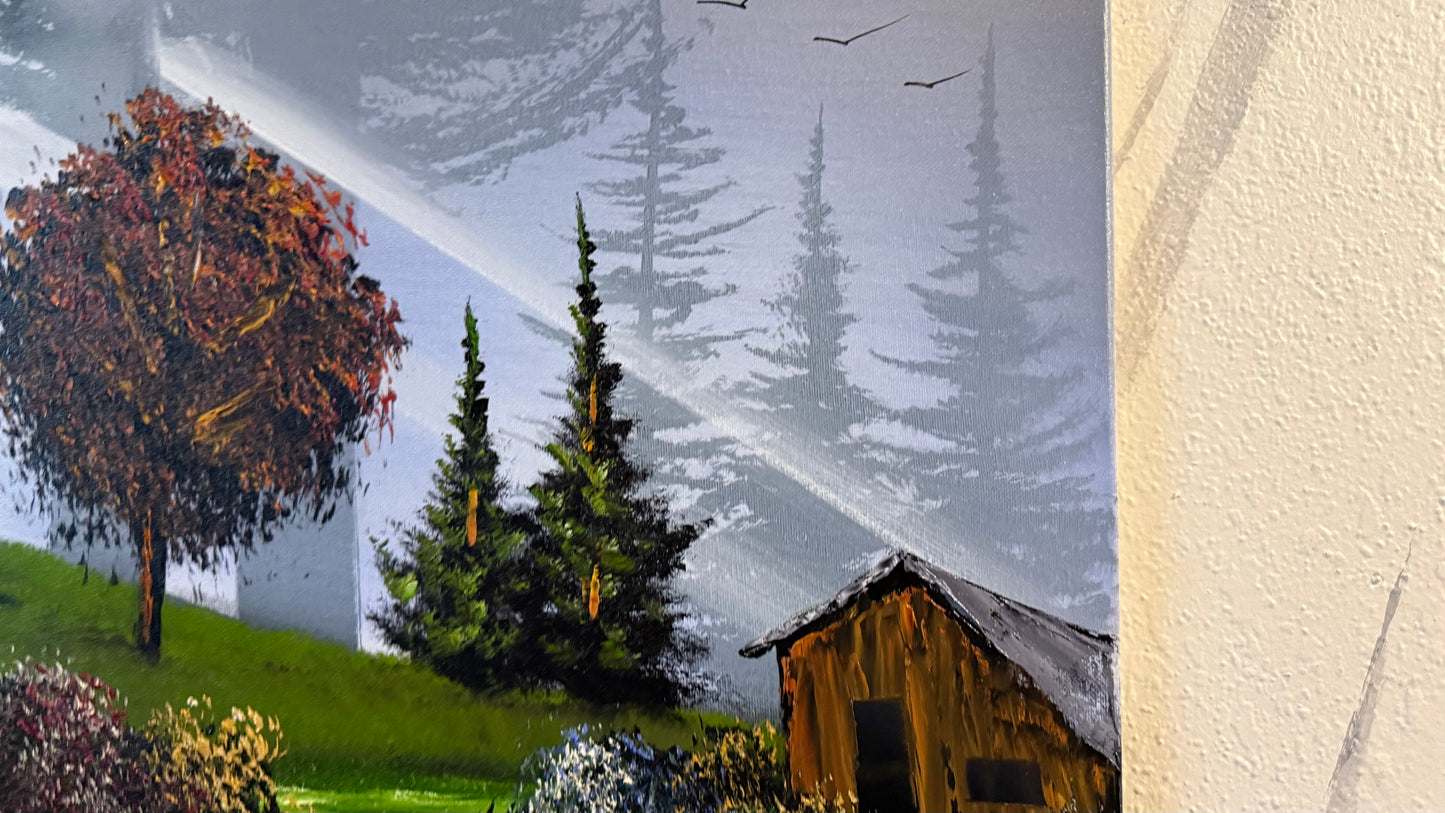 Painting #2469 - 16x20" Canvas - Forest Waterfall Landscape painted 5-30-26