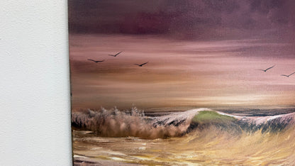 Painting #2639 - 16x20" Canvas - Sunset Seascape painted 10-5-26