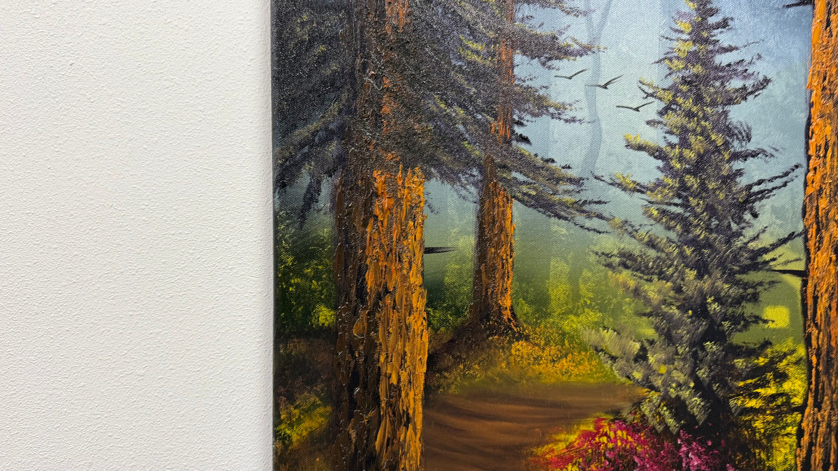 Painting #2653 - 18x24" Canvas - Sunset Cabin Landscape painted 10-17-26