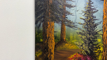 Painting #2653 - 18x24" Canvas - Sunset Cabin Landscape painted 10-17-26
