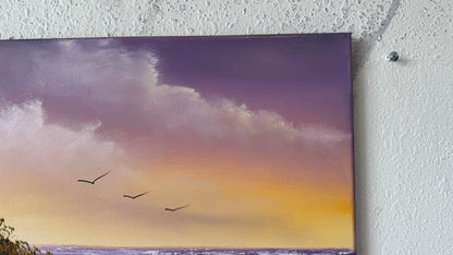 Painting #2479 - 16x20" Canvas - East Coast Sunset Seascape painted 6-6-26