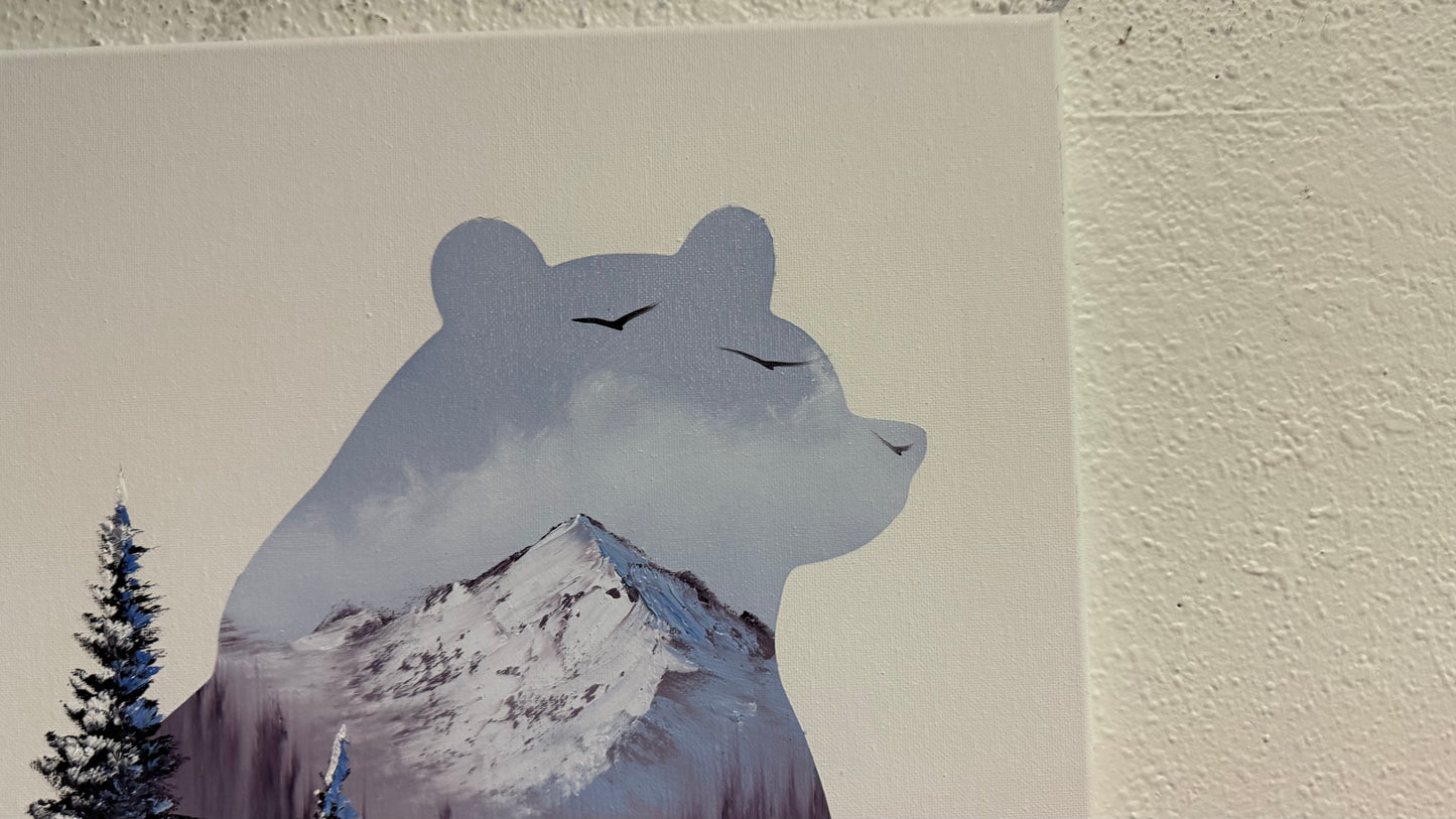 Painting #2066 - 16x20" Canvas - Sitting Bear painted 9-20-25