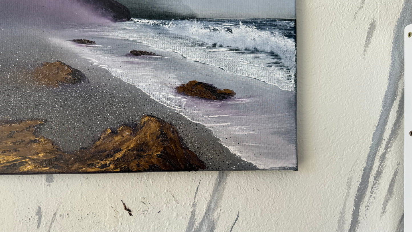 Painting #2070 - 16x20" Canvas - Heceta Beach Seascape painted 9-22-25