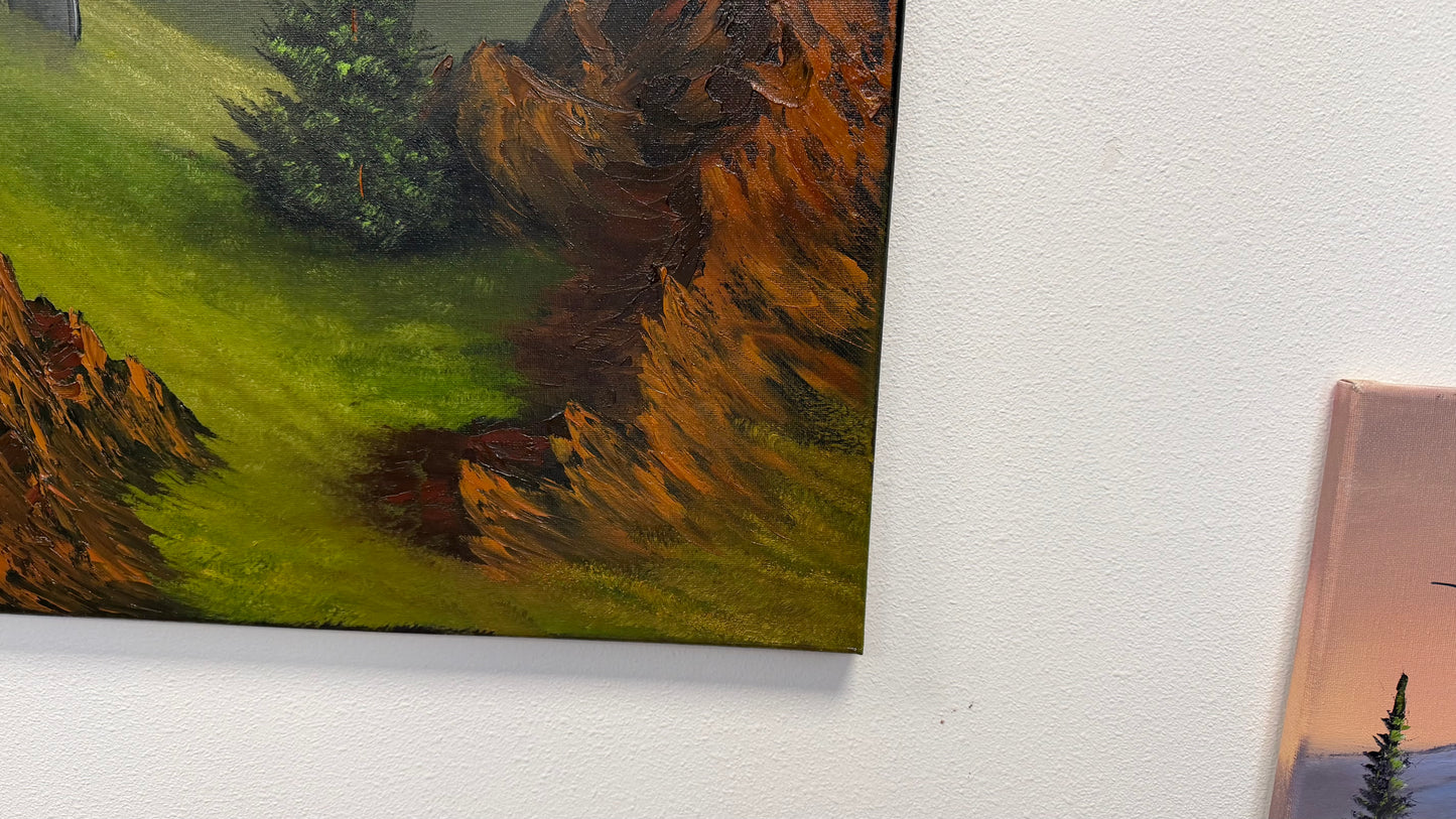 Painting #2556 - 18x24" Canvas - Sunset Mountain Landscape painted 8-19-26