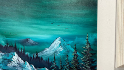 Painting #2610 - 20x24" Canvas - Dramatic Cold Mountain Landscape painted 9-19-26