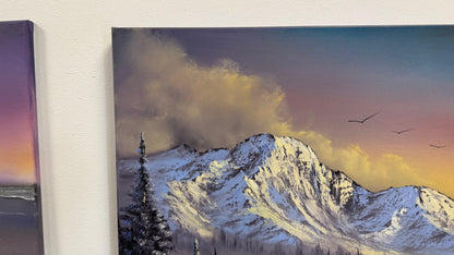 Painting #2543 - 22x28" Pro Series Canvas - Sunset Mountain Landscape painted 8-7-26