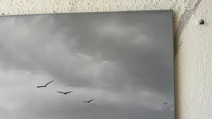 Painting #2449 - 16x20" Canvas - Black and White Seascape painted 5-21-26