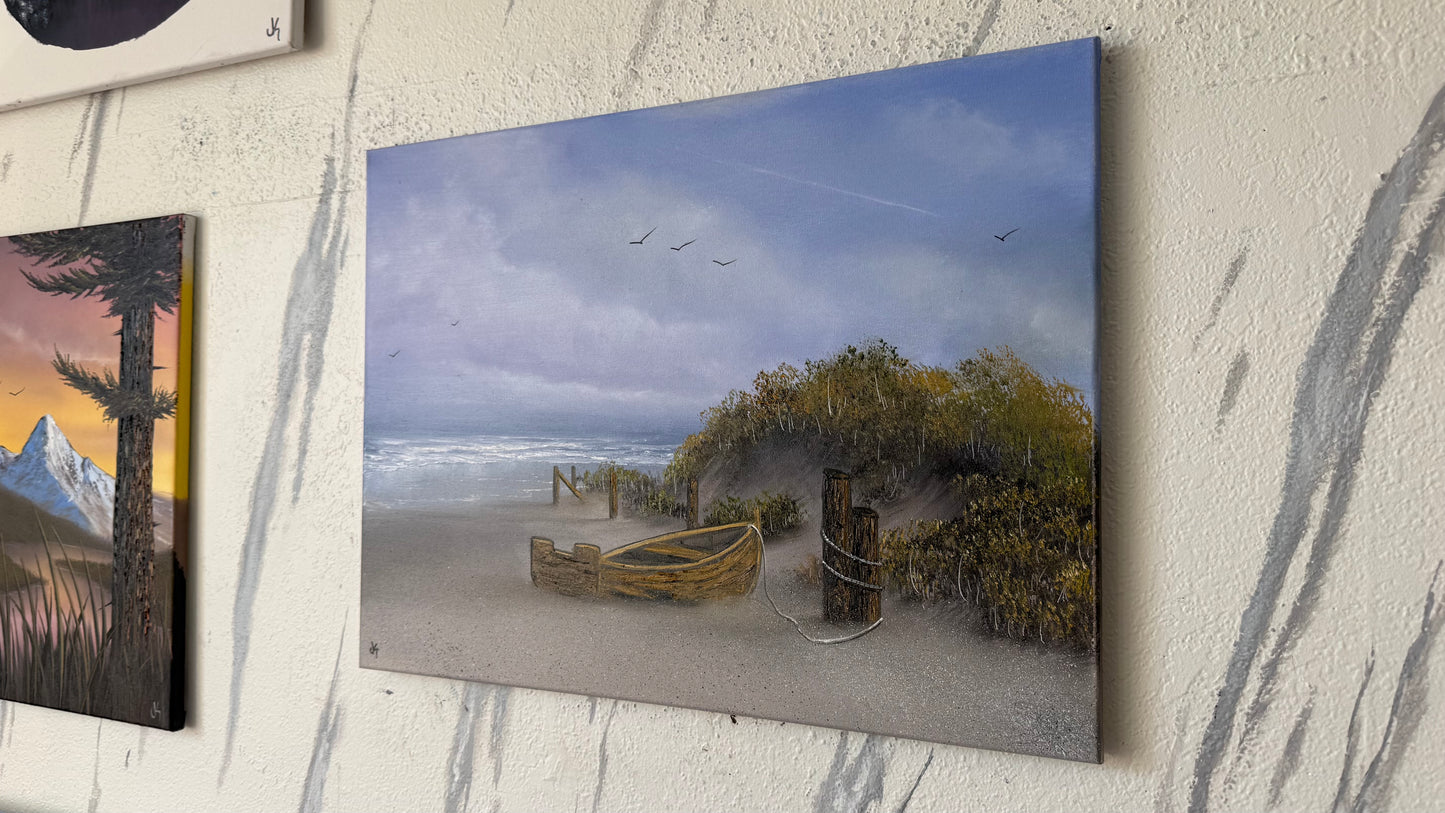 Painting #2425 - 18x24" Canvas - Old Boat Seascape painted 5-4-26