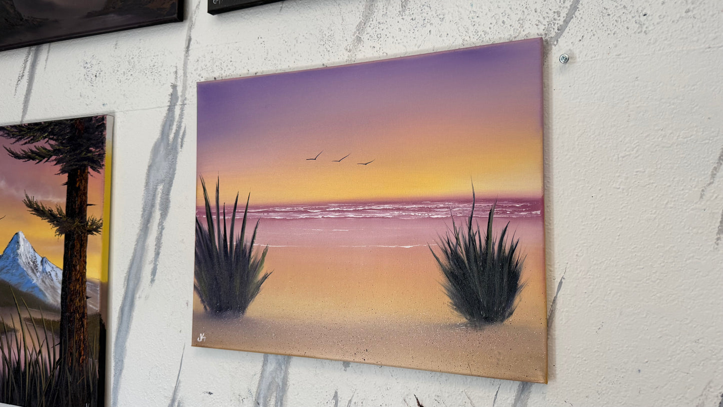 Painting #2360 - 16x20" Canvas - Sunset Seascape painted 3-28-26