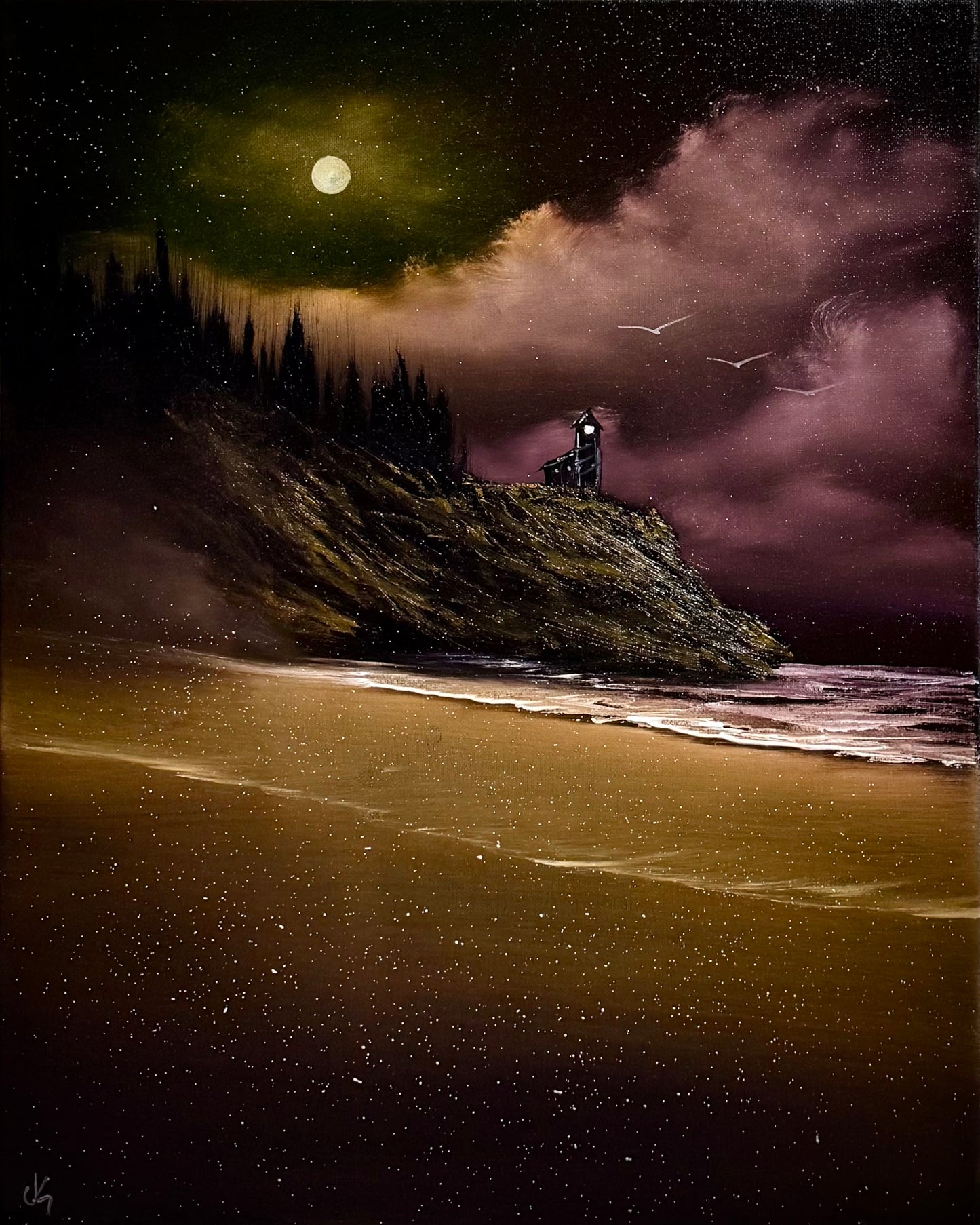 Painting #2413 - 16x20" Canvas - Golden Oregon Coast painted 4-26-26