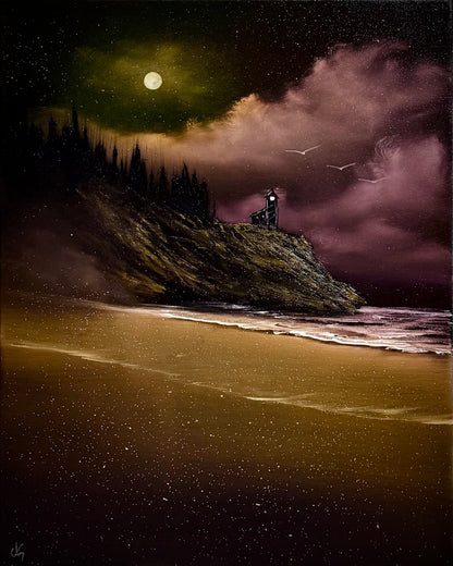 Painting #2413 - 16x20" Canvas - Golden Oregon Coast painted 4-26-26