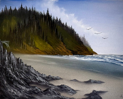 Painting #2401 - 16x20" Canvas - Pacific Northwest Seascape painted 4-20-26