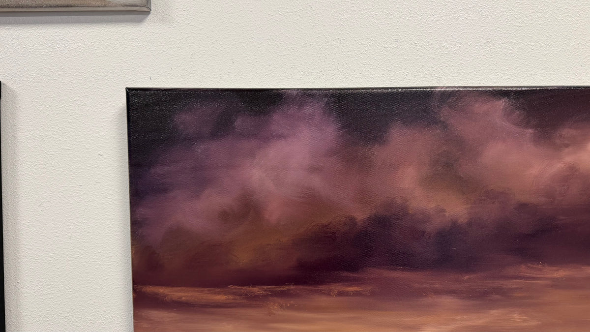Painting #2606 - 22x28" Canvas - Dramatic Sunset Mountain Landscape painted 9-18-26