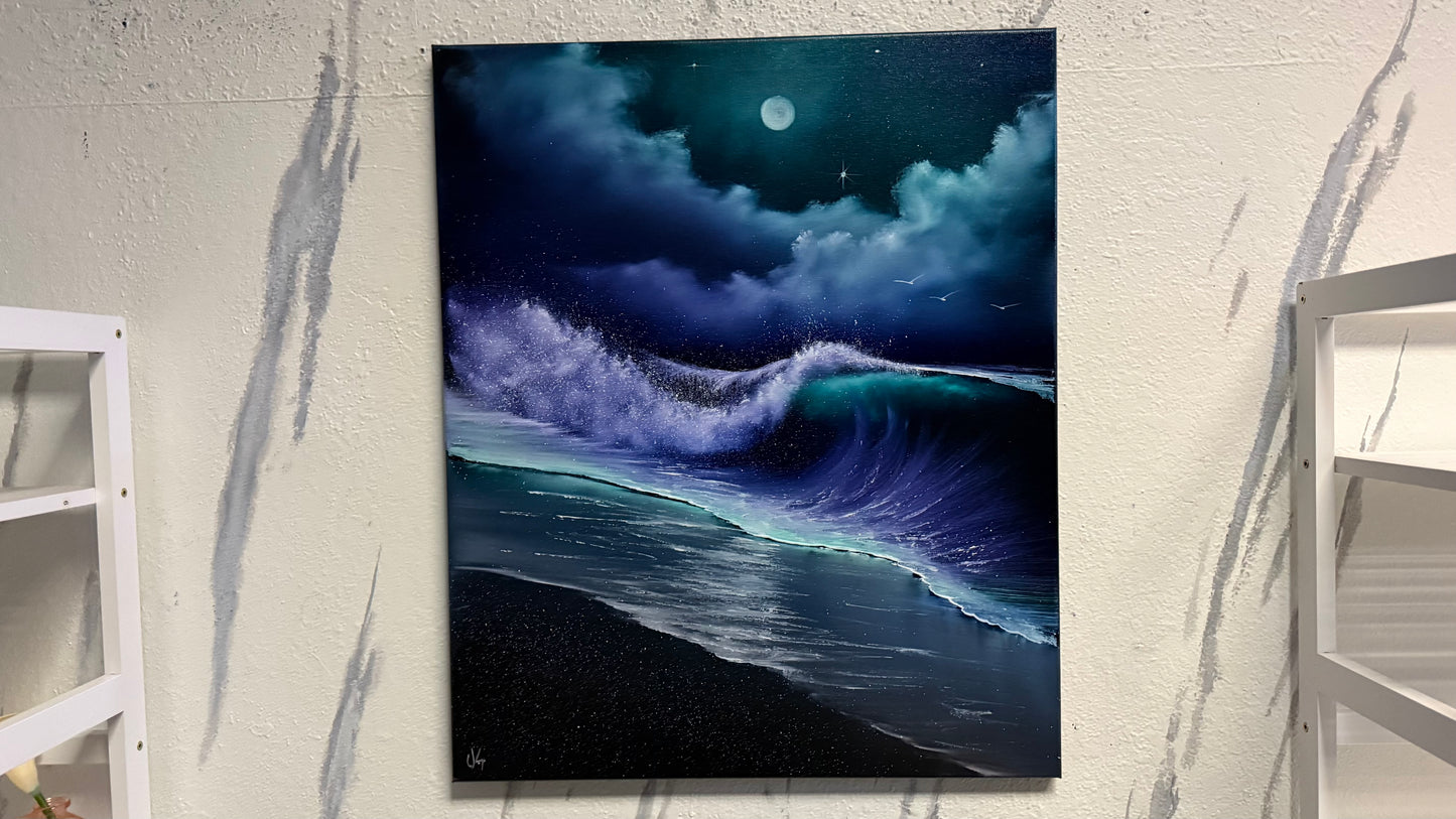 Painting #2144 - 20x24" Canvas - Crashing Wave Seascape painted 11-13-25