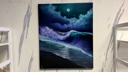 Painting #2144 - 20x24" Canvas - Crashing Wave Seascape painted 11-13-25