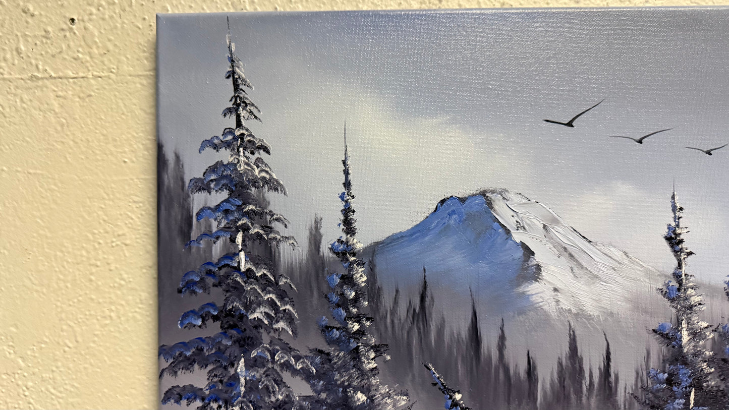 Painting #2140 - 16x20" Canvas - Mt Hood Snow Park Landscape painted 11-9-25