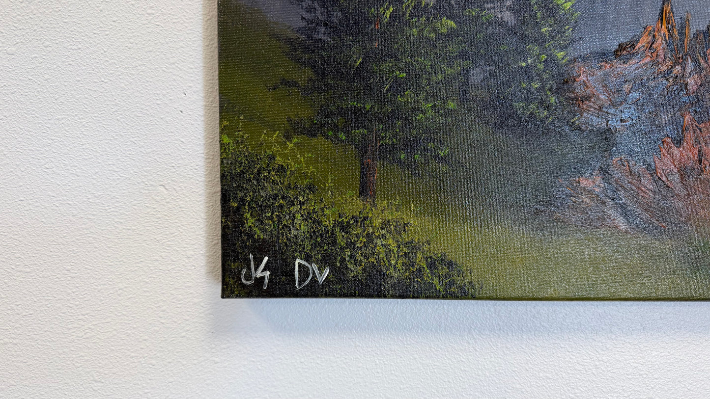 Painting #2561 - 16x20" Canvas - Acrylic and Oil Landscape with Josh and Dani painted 8-23-26