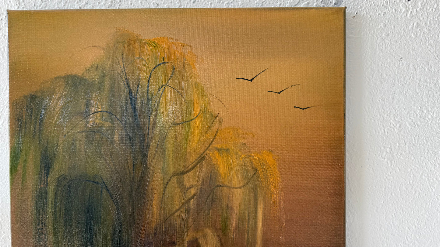 Painting #2060 - 16x20" Canvas - Willow Tree Landscape painted 9-18-25