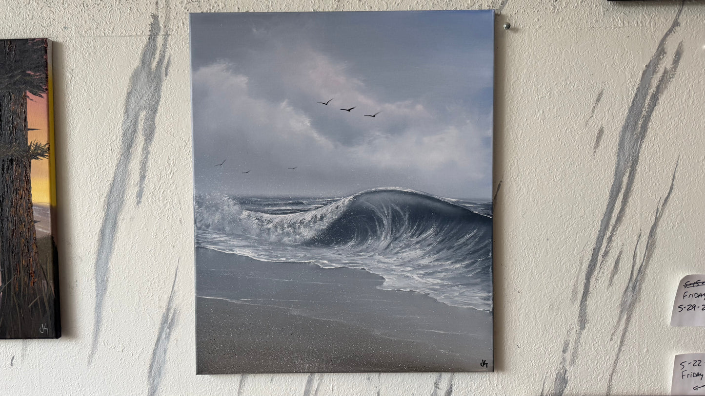 Painting #2436 - 20x24" Canvas - Crashing Wave Seascape painted 5-14-26