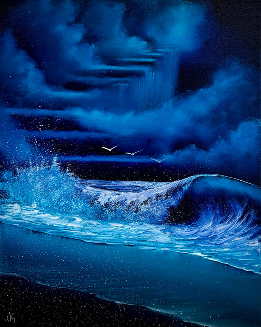Painting #2525 - 16x20" Canvas - Stairway to Heaven Seascape painted 7-24-26