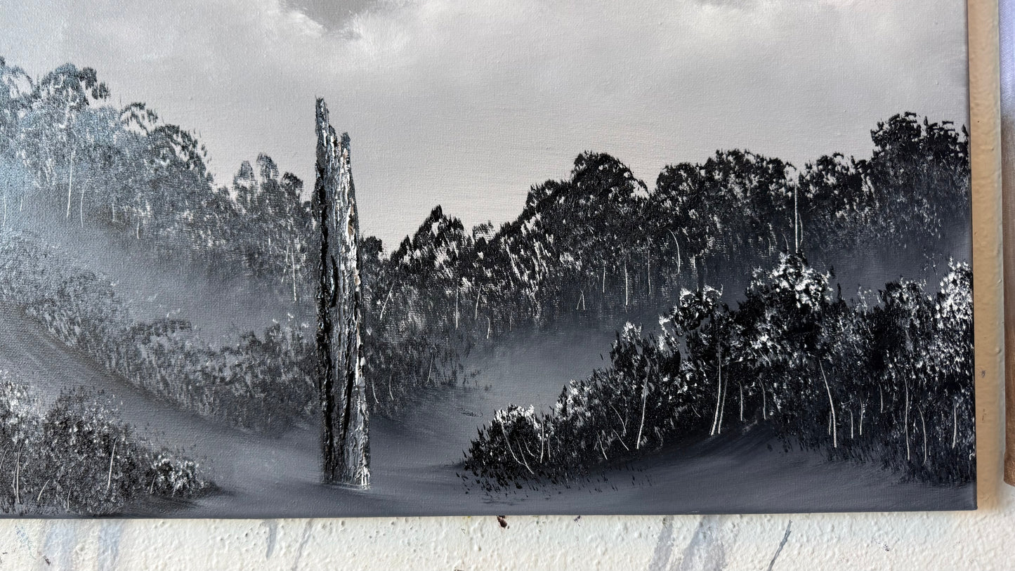 Painting #2456 - 18x24" Canvas - Black and White Meadow painted 5-24-26