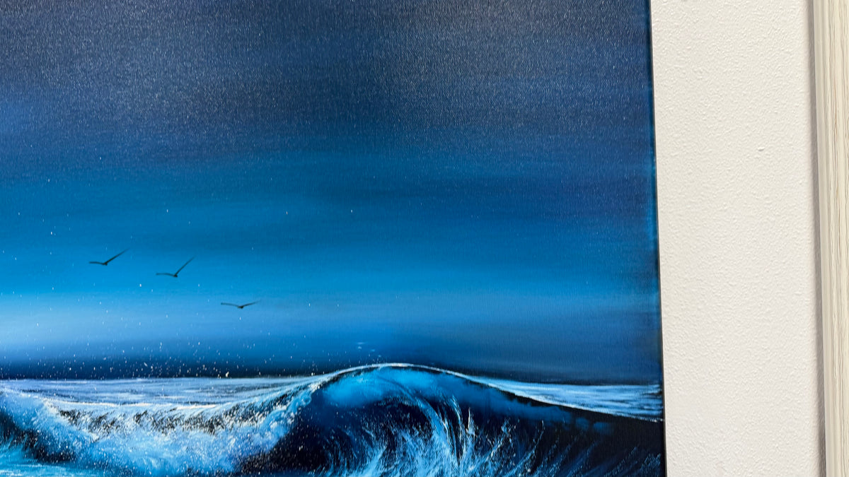 Painting #2612 - 22x28" Canvas - Dramatic Night Seascape painted 9-20-26