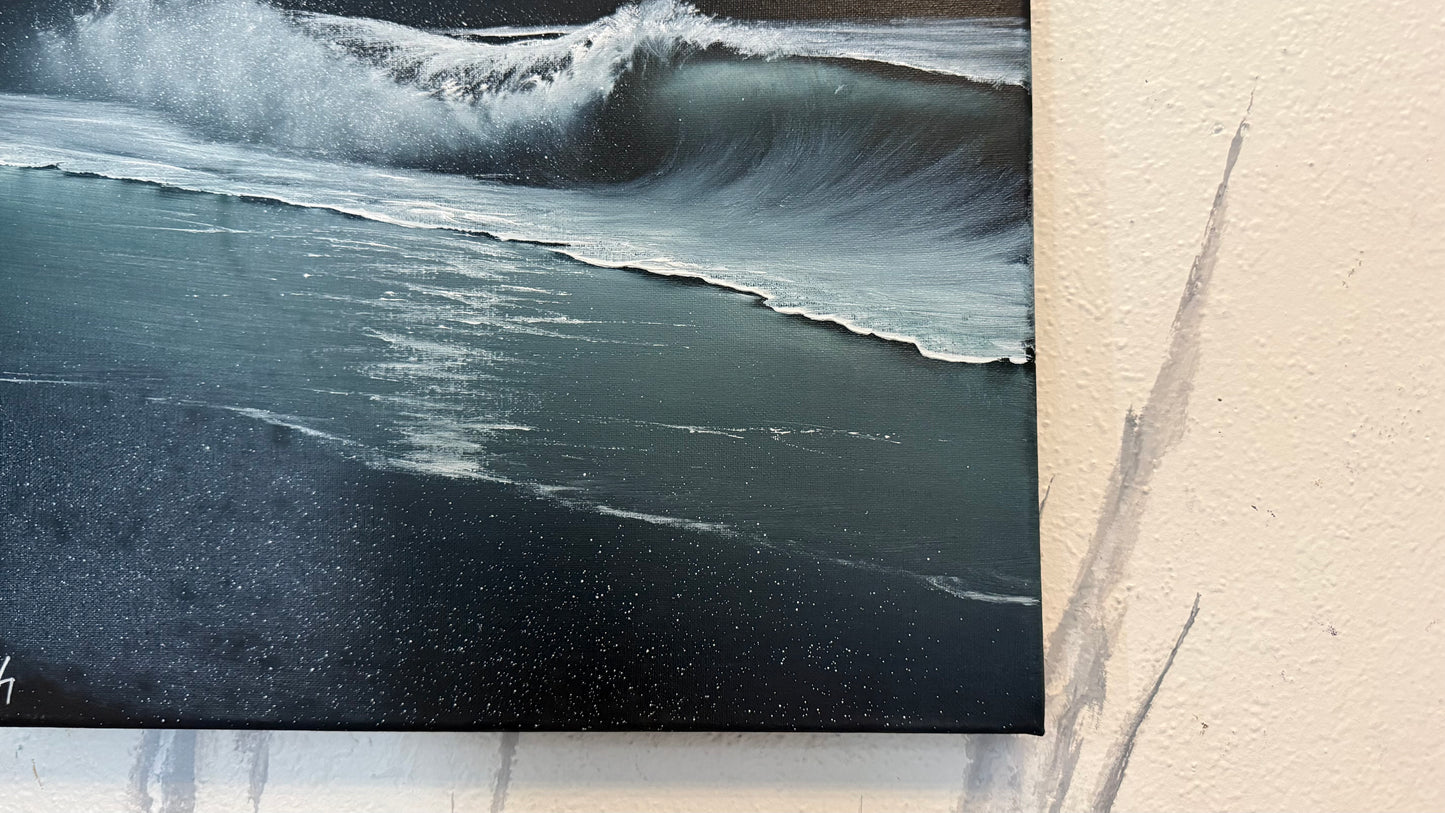 Painting #2329 - 16x20" Canvas - Crashing Waves Seascape painted 3-10-26
