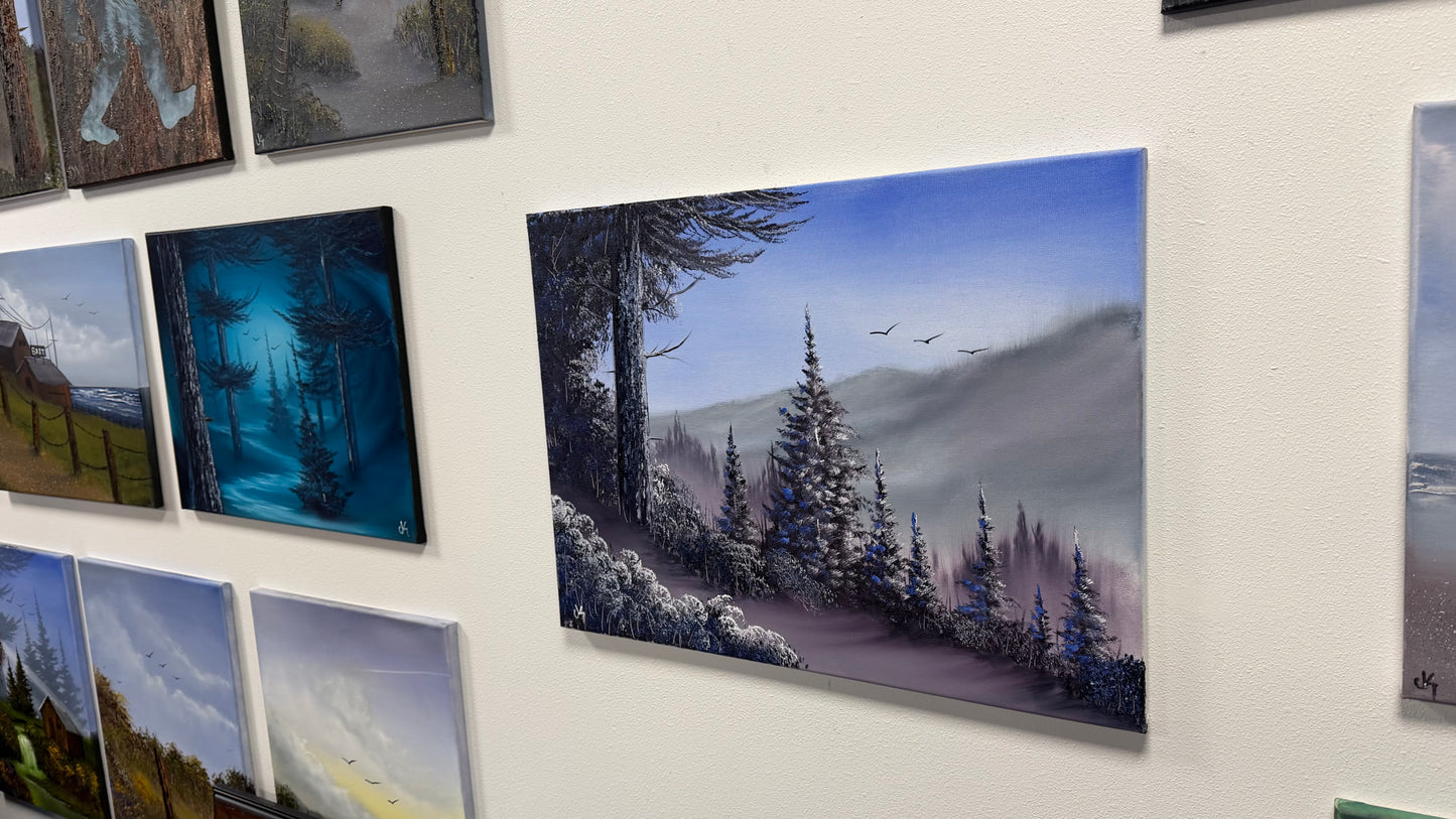 Painting #2586 - 18x24" Canvas - Mountaintop Forest Landscape painted 9-6-26