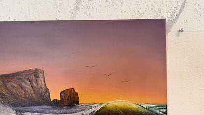 Painting #2385 - 16x20" Canvas - Aphrodite's Rock Seascape painted 4-13-26