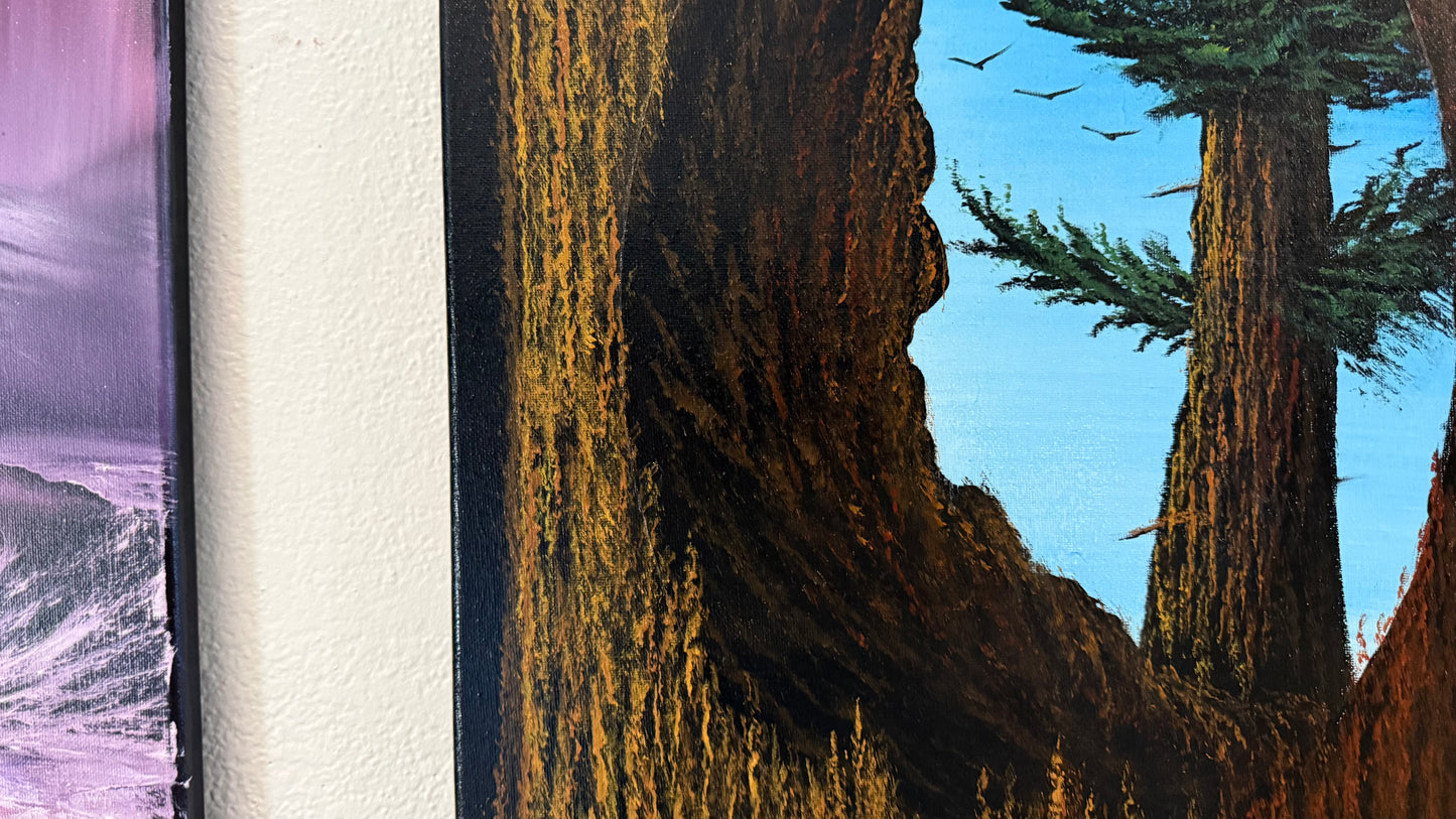 Painting #2356 - 16x20" Canvas - Acrylic Tree Bark Oval painted 3-26-26