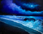 Painting #2541 - 22x28" Canvas - Night Seascape painted 8-6-26