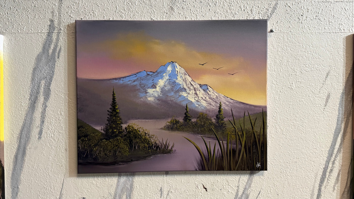 Painting #2359 - 16x20" Canvas - Sunset Landscape painted 3-27-26