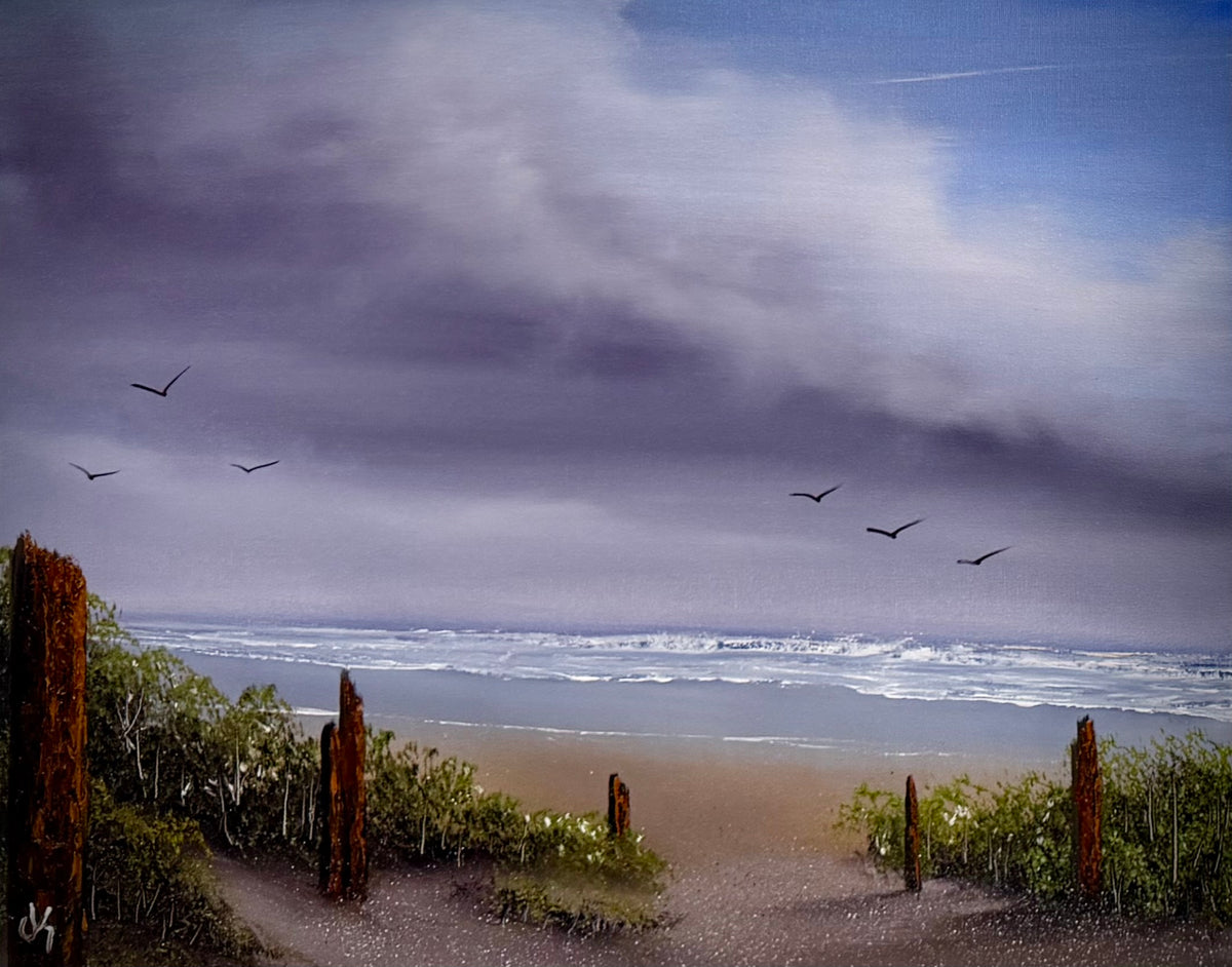 Painting #2615 - 16x20" Canvas - East Coast Seascape painted 9-24-26