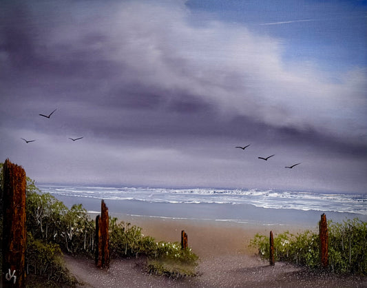 Painting #2615 - 16x20" Canvas - East Coast Seascape painted 9-24-26