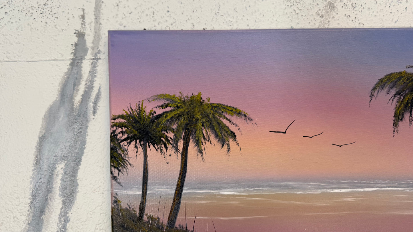Painting #2241 - 16x20" Canvas - Sunset Seascape painted 1-17-26