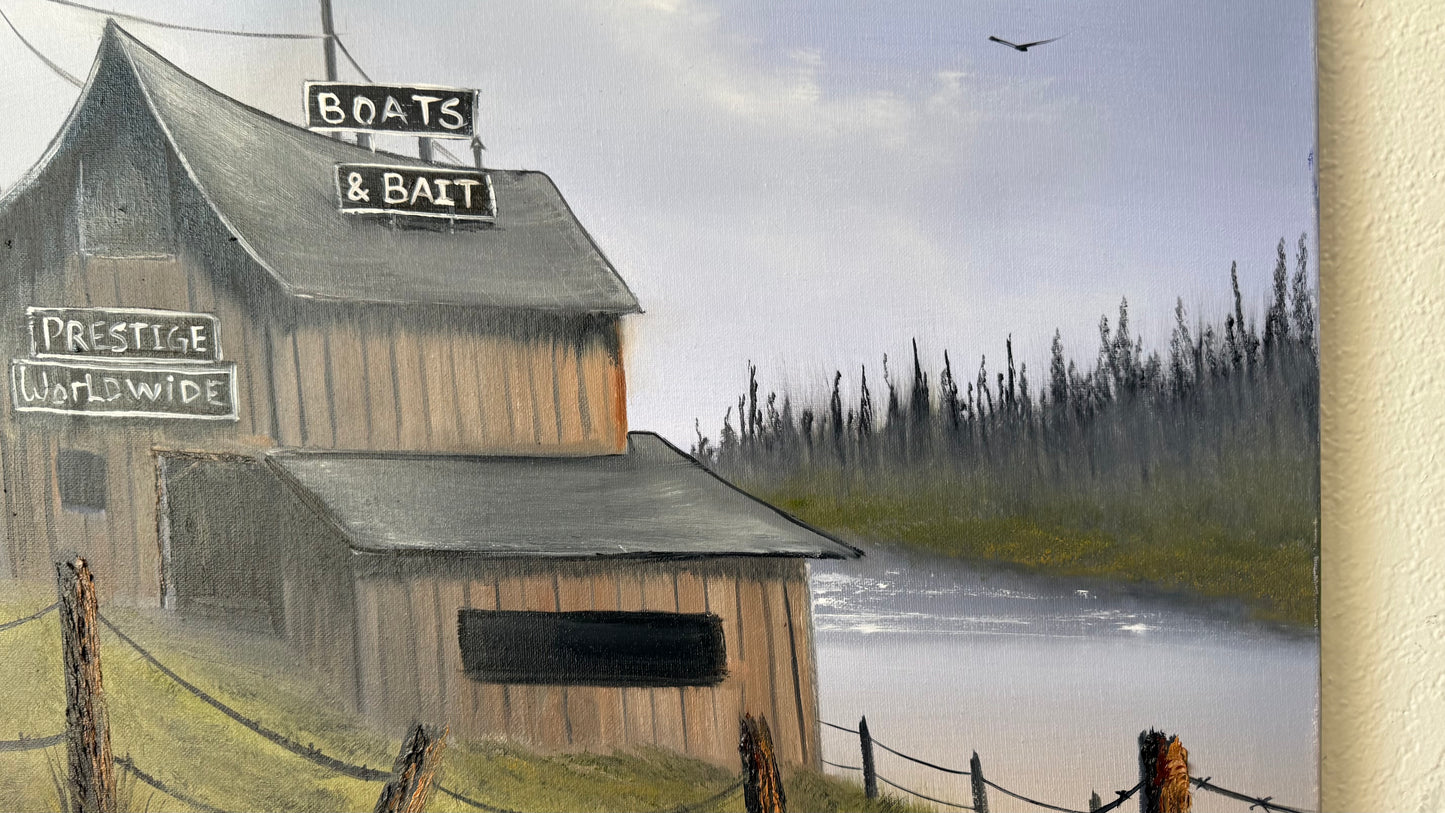 Painting #2418 - 20x24" Canvas - Boat & Bait Seascape painted 4-29-26