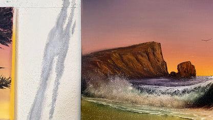 Painting #2385 - 16x20" Canvas - Aphrodite's Rock Seascape painted 4-13-26