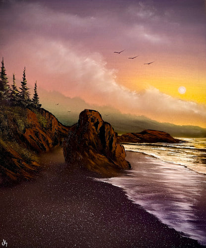 Painting #2438 - 20x24" Framed Canvas - West Coast Seascape painted 5-15-26