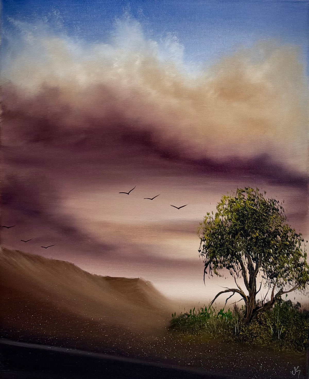 Painting #2602 - 16x20" Canvas - Dramatic Desert Sky painted 9-16-26