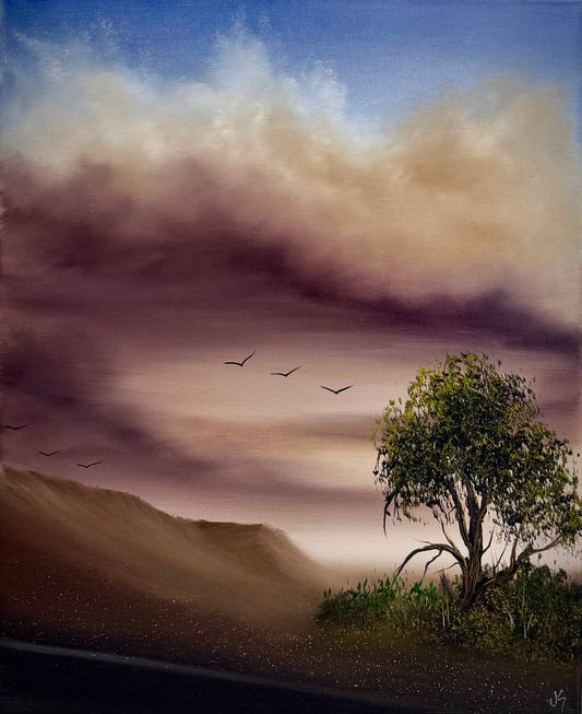 Painting #2602 - 16x20" Canvas - Dramatic Desert Sky painted 9-16-26