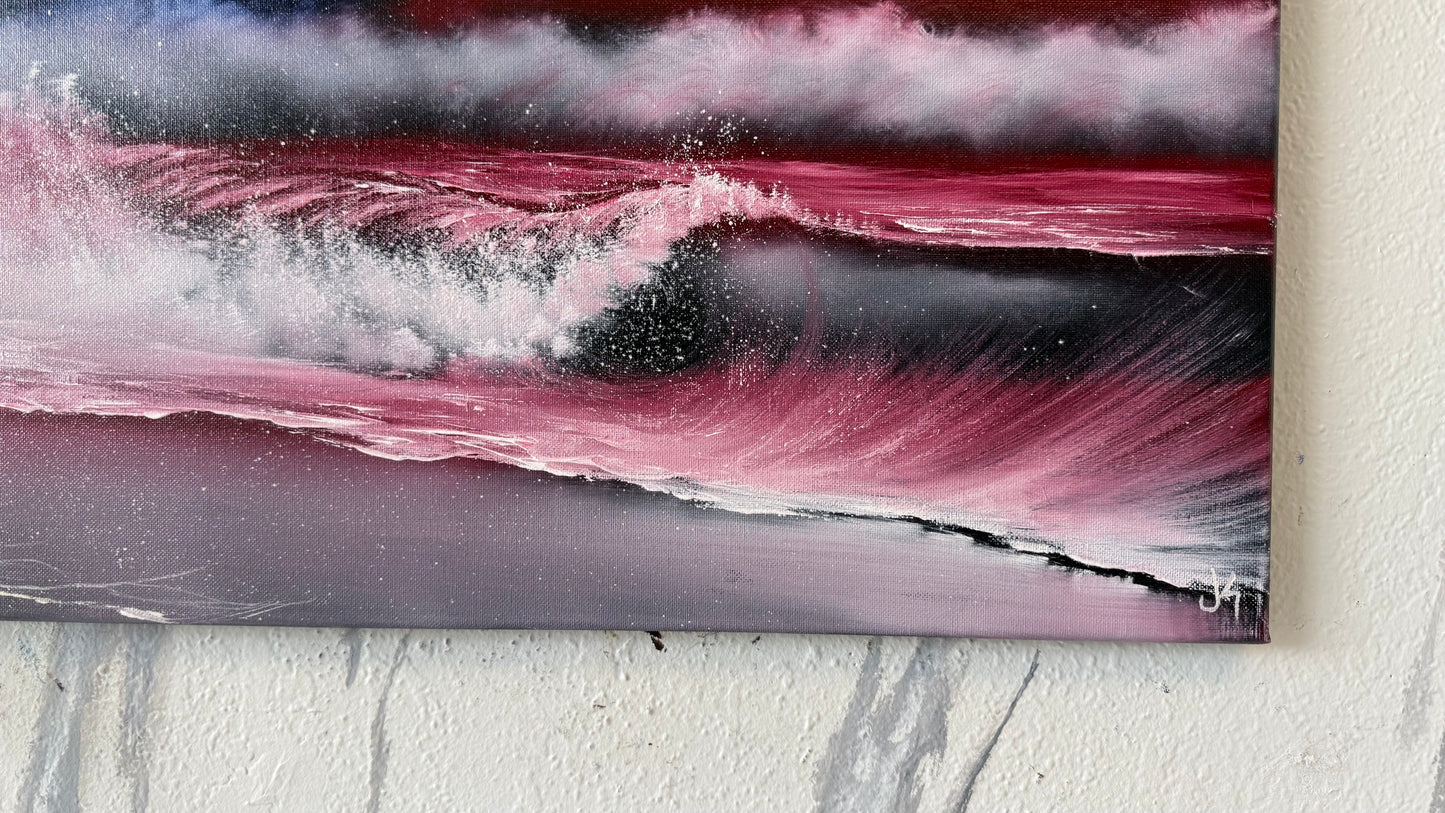 Painting #2121 - 18x24" Canvas - American Flag Seascape painted 10-26-25