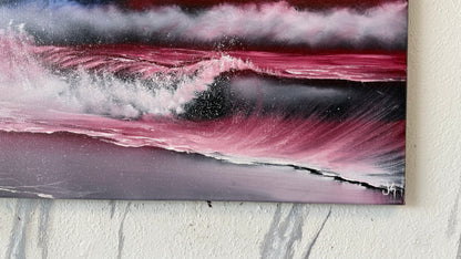 Painting #2121 - 18x24" Canvas - American Flag Seascape painted 10-26-25