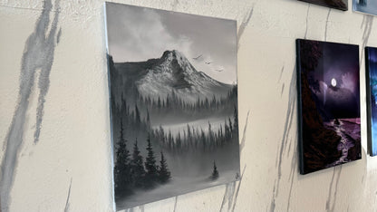 Painting #2211 - 16x20" Canvas - Black and White Mt Hood painted 12-30-25