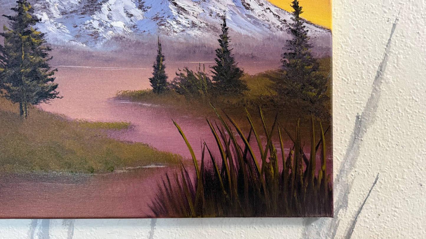 Painting #2388 - 16x20" Canvas - Sunset Mountain Landscape painted 4-14-26