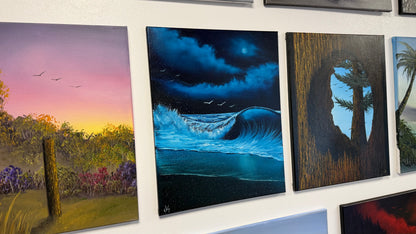 Painting #2519 - 16x20" Canvas - Crashing Wave Seascape painted 7-18-26