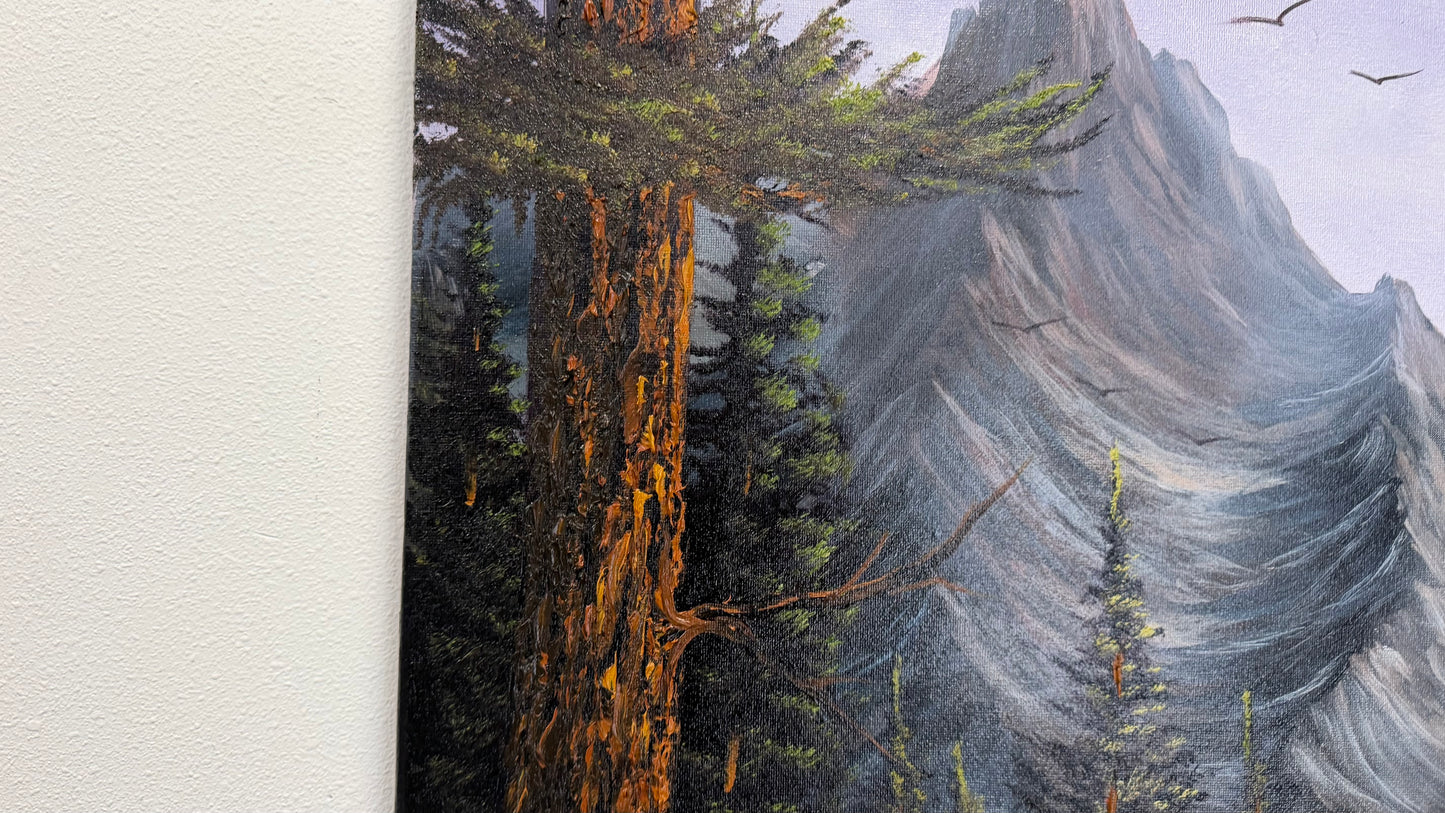 Painting #2583 - 16x20" Canvas - Mountain Forest Landscape by Josh and Dani painted 9-5-26