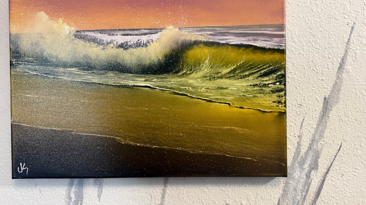 Painting #2294 - 16x20" Canvas - Sunset Seascape painted 2-20-26