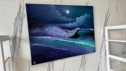 Painting #2119 - 18x24" Canvas - Crashing Wave Seascape painted 10-25-25