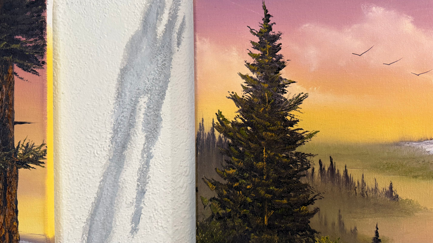 Painting #2399 - 16x20" Canvas - Mt Hood Columbia River Landscape painted 4-19-26