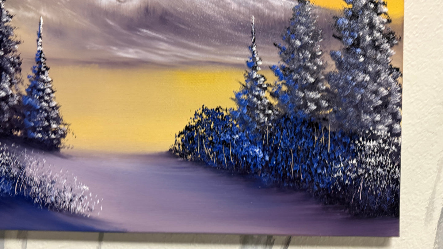 Painting #2146 - 20x24" Canvas - Sunset Mountain Landscape painted 11-14-25